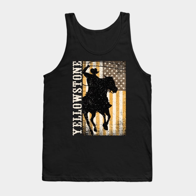 Yellowstone Rodeo Cowboy American Flag Tank Top by Etopix